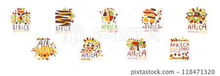 Africa Logo Original Design with Hand Drawn Element Vector Set 118471320