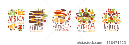 Africa Logo Original Design with Hand Drawn Element Vector Set 118471323
