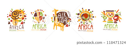 Africa Logo Original Design with Hand Drawn Element Vector Set 118471324