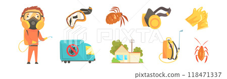 Pest Control and Insect Extermination Service Element Vector Set Pest Control and Insect Extermination Service Element Vector Set 118471337