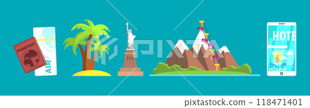 Travel Element and Vacation Trip Object Vector Set 118471401