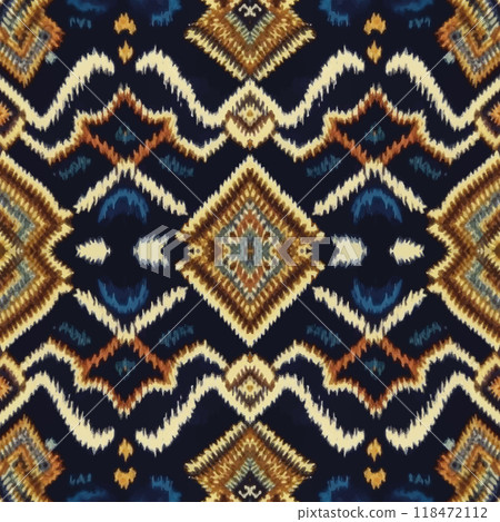 Vector seamless Ikat Ogee ethnic pattern 118472112