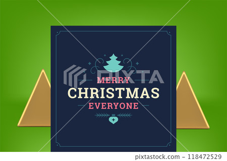 Happy New Year everyone spruce curved ornament dark greeting card decorative design vector 118472529
