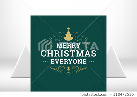 Merry Christmas everyone decorative vintage greeting card curved ornate design vector illustration 118472530