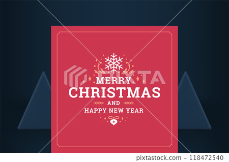 Merry Christmas pink vintage greeting card winter holiday design element vector illustration Merry Christmas pink vintage greeting card winter holiday design element vector illustration 118472540