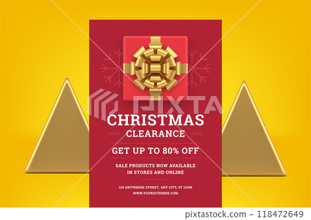 Christmas sale red premium announcement flyer template realistic 3d icon vector illustration Christmas sale red premium announcement flyer template realistic 3d icon vector illustration 118472649