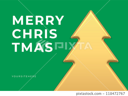 Green Merry Christmas modern greeting card congratulations template realistic 3d icon vector 118472767