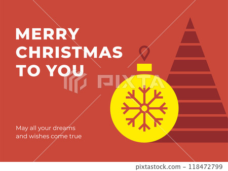Red Merry Christmas decorative greeting card template geometric triangle spruce vector 118472799