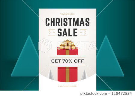 Christmas sale seasonal discount web flyer promo template white modern design 3d icon vector Christmas sale seasonal discount web flyer promo template white modern design 3d icon vector 118472824