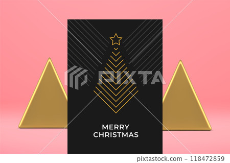 Winter holiday best wishes Merry Christmas fashion black stripes modern greeting card vector 118472859
