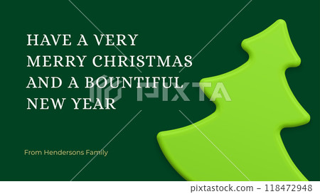 Christmas congratulations horizontal banner green glossy spruce 3d icon realistic template vector 118472948