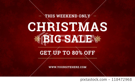 Christmas big sale holiday fashion red snowflakes design web banner template 3d icon vector 118472968