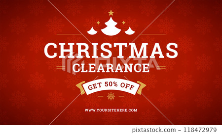 Christmas sale vintage web banner template with award ribbon vector illustration Christmas sale vintage web banner template with award ribbon vector illustration 118472979