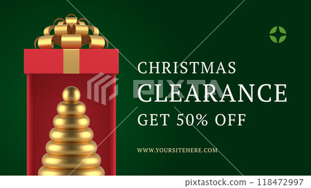 Christmas clearance price off promo advertising web banner template realistic 3d icon vector Christmas clearance price off promo advertising web banner template realistic 3d icon vector 118472997
