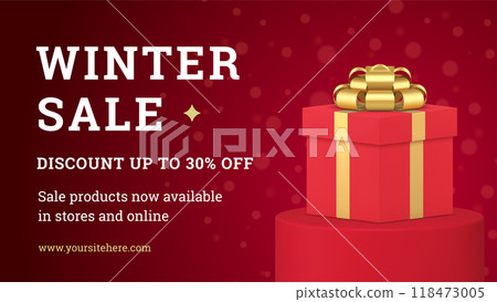 Winter seasonal sale Christmas shopping special offer banner template realistic 3d icon 118473005