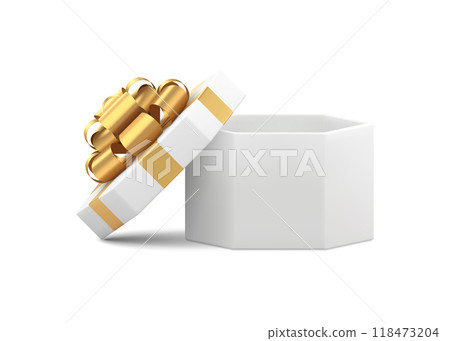 Classic white polygonal cardboard package for desired present decoration luxury design 3d Classic white polygonal cardboard package for desired present decoration luxury design 3d 118473204