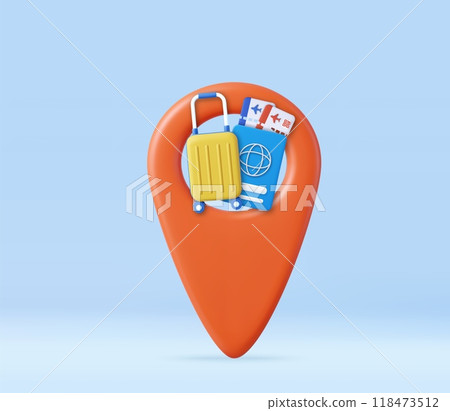 3d passport, tickets, travel bag. 118473512