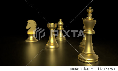 The Gold chess on Black Background  for Businesss 3d rendering. 118473703