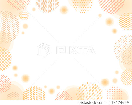 Orange hand-drawn circular knitting or yarn pattern frame 118474699