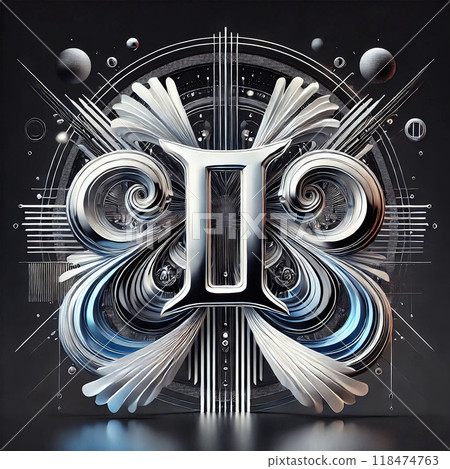 Gemini Futuristic Platinum Sign 118474763