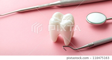 Tooth and dental instruments. Dentistry and dental treatment. Dental care 118475163