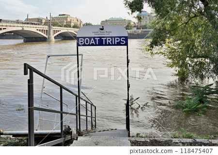 High water levels on Vltava river after storm Boris caused torrential rains and floods in Prague, Czech Republic High water levels on Vltava river after storm Boris caused torrential rains and floods in Prague, Czech Republic 118475407