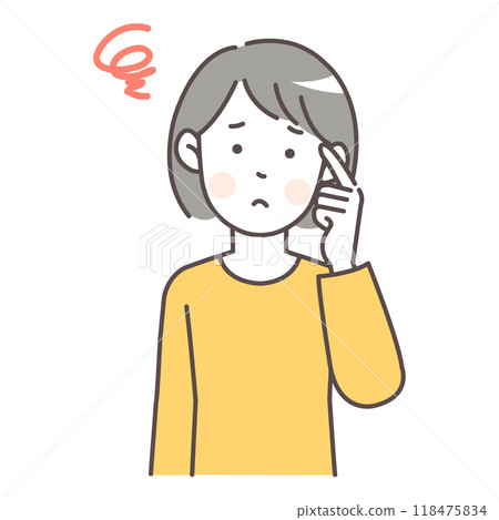 Upper body illustration of a troubled woman 118475834