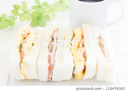 Delicious mixed sandwich and coffee morning Delicious mixed sandwich and coffee morning 118476362