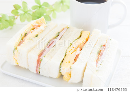 Delicious mixed sandwich and coffee morning Delicious mixed sandwich and coffee morning 118476363