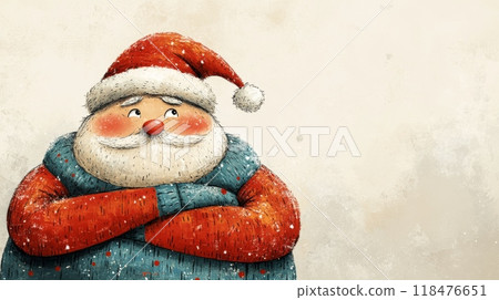 Santa claus thinking with arms crossed and looking up Santa claus thinking with arms crossed and looking up 118476651
