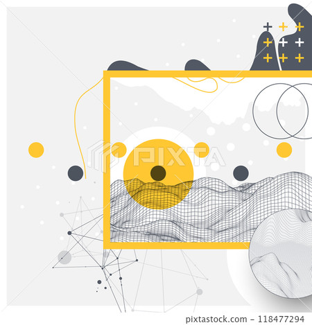 Abstract art wireframe background. Modern science or technology art elements. Surface illustration. Hand made vector. 118477294