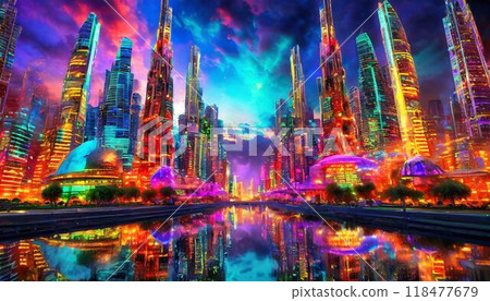 夢幻奇幻世界未來城市、設計 118477679