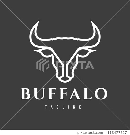Simple Monochrome Buffalo Head Logo Design... - Stock Illustration ...