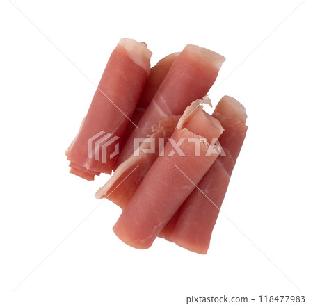 slices of prosciutto or jamon isolated slices of prosciutto or jamon isolated 118477983