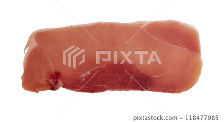 slice of prosciutto or jamon isolated 118477985