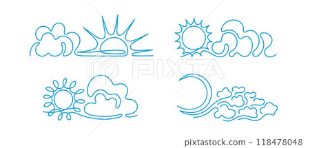 Line cloud, sun, moon Cloudy weather Abstract logo 118478048