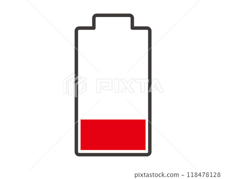 剩餘電量低的簡單紅色電池圖示插畫素材 118478128