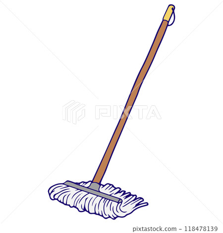 Illustration of a mop cleaning the floor Illustration of a mop cleaning the floor 118478139