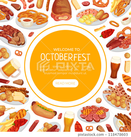 October Fest Banner Design with Food and Beer Vector Template October Fest Banner Design with Food and Beer Vector Template 118478603