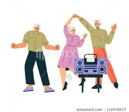 Nursing Home with Retired Man and Woman Character Dancing Vector Illustration Nursing Home with Retired Man and Woman Character Dancing Vector Illustration 118478637