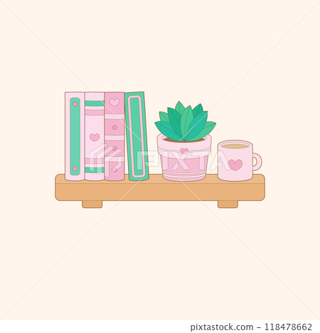 pink plant bookshelf 118478662