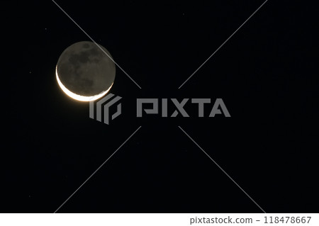 葉月，月齡 27.2 地照新月，薄月 118478667