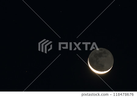 Hazuki, age 27.2 Earthlit crescent moon, thin moon 118478676