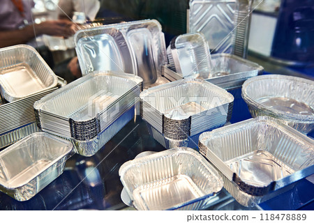 Forms for baking from metal foil in shop Forms for baking from metal foil in shop 118478889