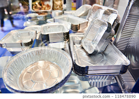 Forms for baking from metal foil in shop Forms for baking from metal foil in shop 118478890