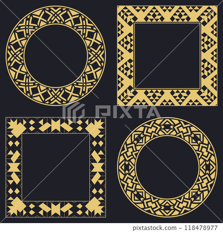 Set decorative circular vintage geometrical ornament. 118478977