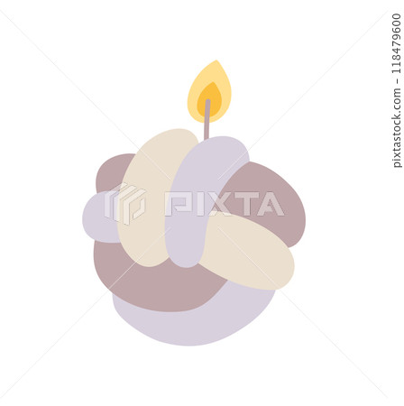 aesthetics hand drawn candle. Colored Vector flat illustration isolated on background. decorative element for greeting card, web, christmas, wedding, birthday, valentine day 118479600