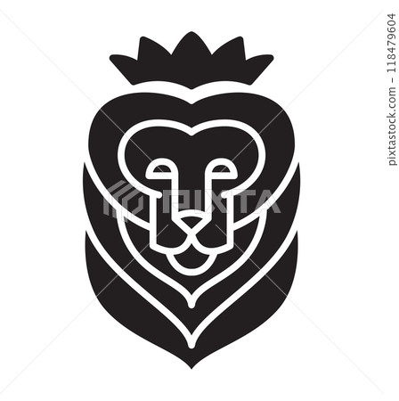 Luxury brand lion with a crown head shield logo design. Vector icon element for business project. Concept stability and protect your investments isolated on white background Luxury brand lion with a crown head shield logo design. Vector icon element for business project. Concept stability and protect your investments isolated on white background 118479604