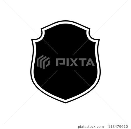 Shield logo template flat illustration, shielding icon in black and white color, security and protector symbol isolated on white background 118479610