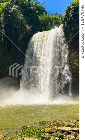 Mountain with waterfall. Hikong Alo Falls. Lake Sebu. South Cotabato, Philippines. 118479748